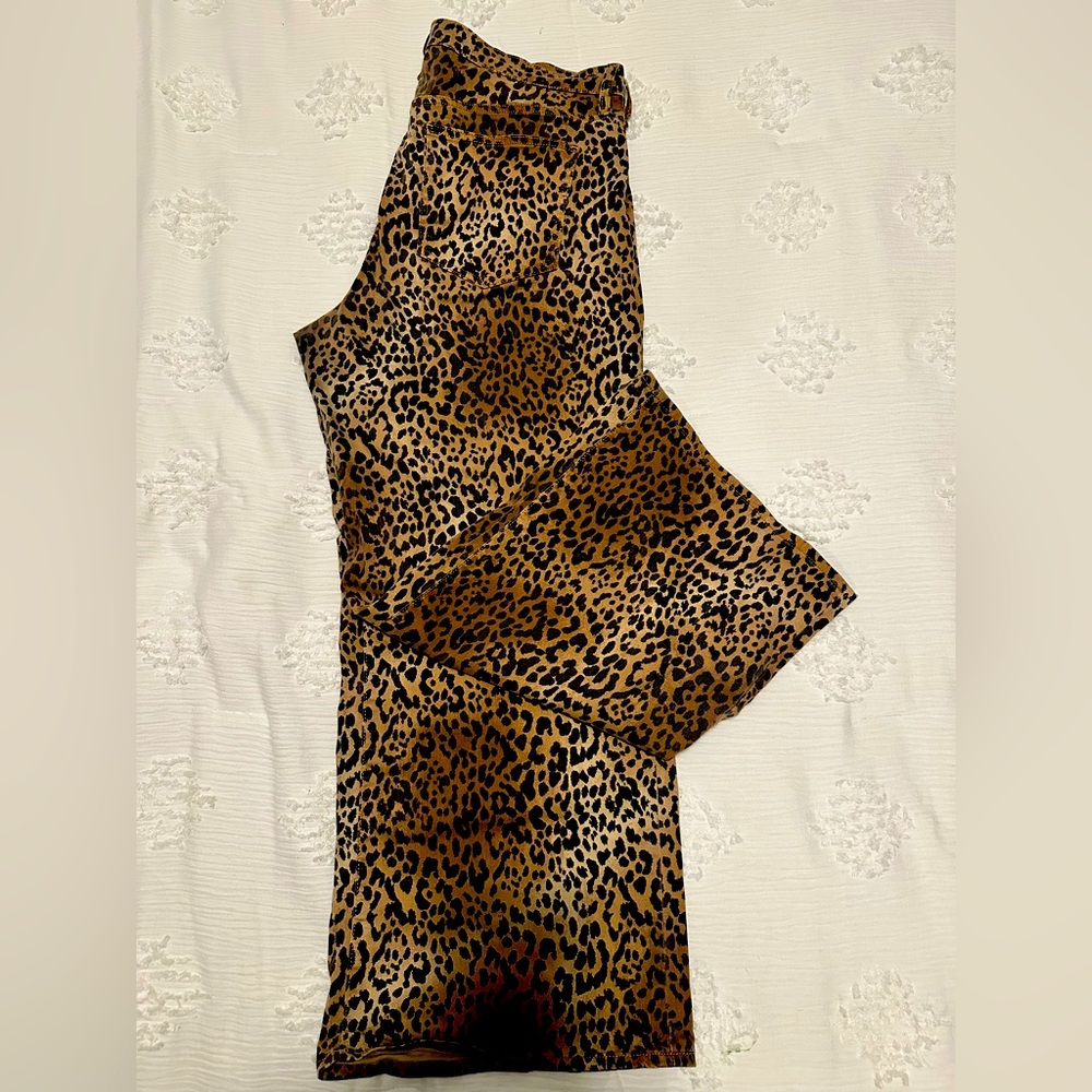 GAP High-rise Wide-leg Leopard Print Jeans